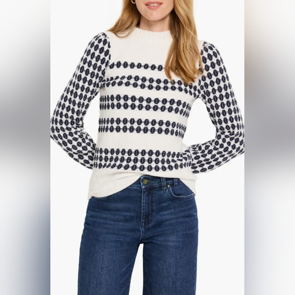 NIC+ZOE Sweaters - NIC+ZOE NWT Navy and White Crew Neck Sweater Size XXL